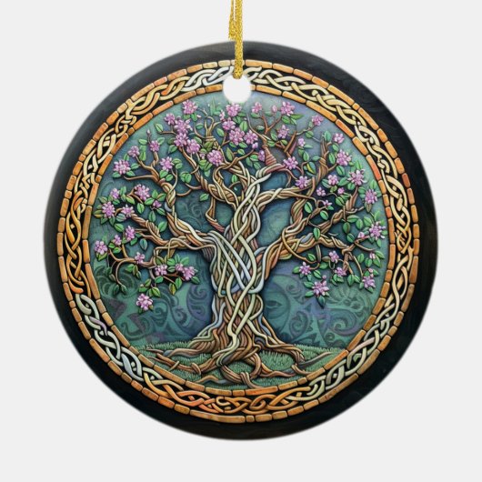 Levensboom Keltische knoop Keramisch Ornament (Achterkant)