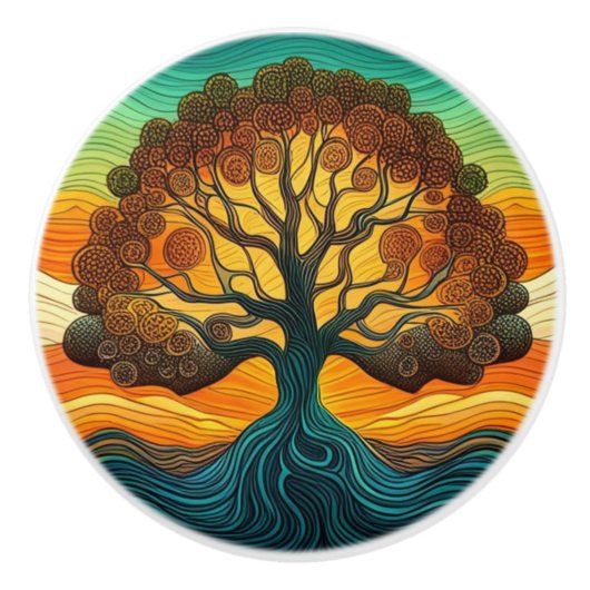 Levensboom Keramische Knop (Voorkant)