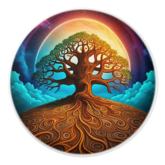 Levensboom Keramische Knop (Voorkant)