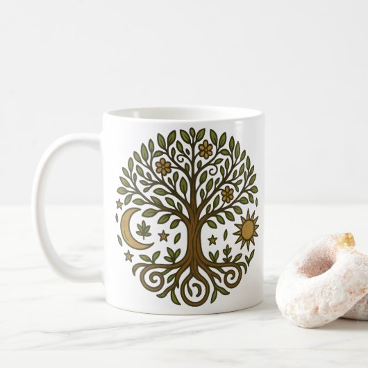 Levensboom  koffiemok (Met donut)