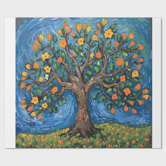 Levensboom kunstwerk, Keltisch Cadeaupapier (Vlak)