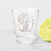 Levensboom Levendig gekleurd Shot Glas (Achterkant)