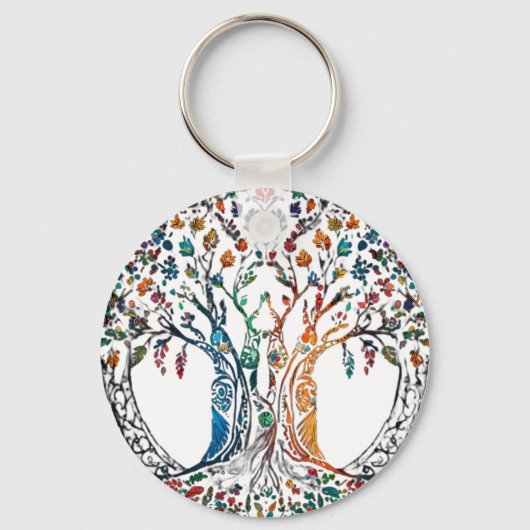 Levensboom Levendig gekleurd Sleutelhanger (Voorkant)