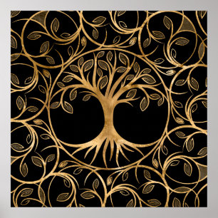 Levensboom - lijst Yggdrasil Mandala Poster