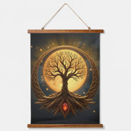 Levensboom – Maanverlichte Verlichting Hangend Wandkleed