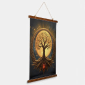 Levensboom – Maanverlichte Verlichting Hangend Wandkleed (Gebogen)