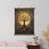Levensboom – Maanverlichte Verlichting Hangend Wandkleed (Slaapkamer)