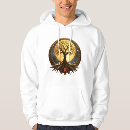 Levensboom – Maanverlichte Verlichting Hoodie (Voorkant)