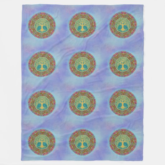 Levensboom - Mandala naadloos patroon 1 Fleece Deken (Voorkant)