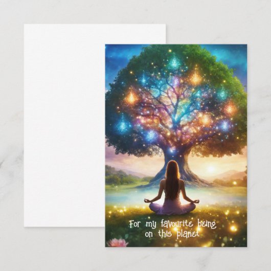 Levensboom & meditatie wenskaart kaart (Voorkant / Achterkant)