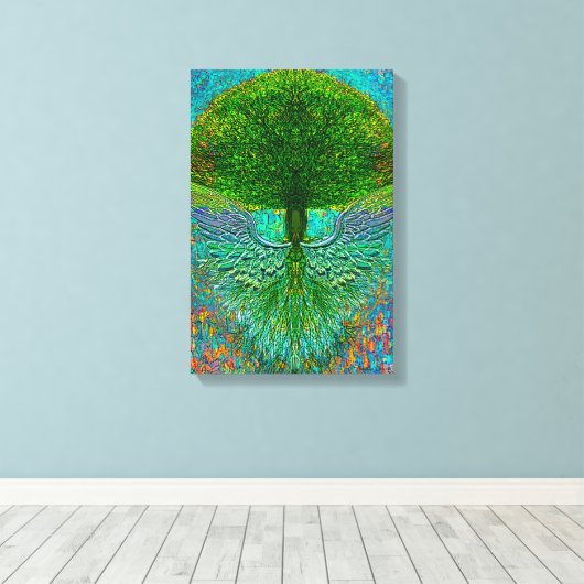 Levensboom met Angel Wings Canvas Afdruk (Insitu (Houten vloer))