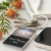 Levensboom met een jangyang en een hartsymbool sleutelhanger (Voorkant Rechts)