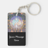 Levensboom met een jangyang en een hartsymbool sleutelhanger (achterkant)