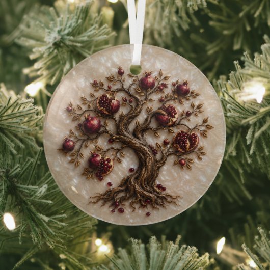 Levensboom met granaatappels | 3D-reliëfkunst Glas Ornament (Insitu)
