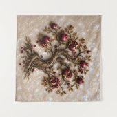 Levensboom met granaatappels | 3D-reliëfkunst Wandkleed (Voorkant (horizontaal))