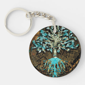 Levensboom met groene en blauwe kleuren sleutelhanger