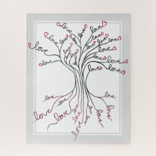 Levensboom met harten betekenisvol en uitdagend legpuzzel