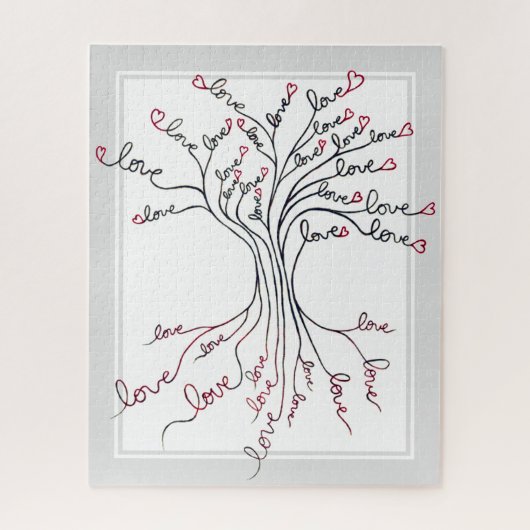 Levensboom met harten betekenisvol en uitdagend legpuzzel (Verticaal)