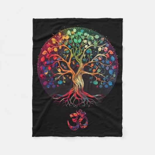 Levensboom Met Om Symbool Yoga  Fleece Deken (Voorkant)