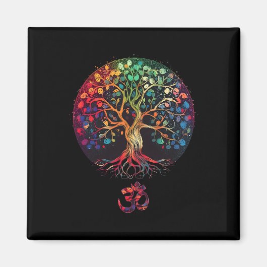 Levensboom Met Om Symbool Yoga  Magneet (Voorkant)