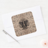 Levensboom - met raven houten textuur vierkante sticker (Envelop)