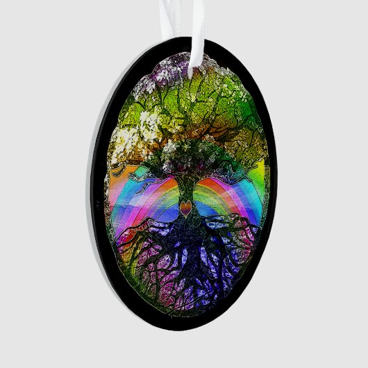 Levensboom met regenbooghart ornament (voorkant)