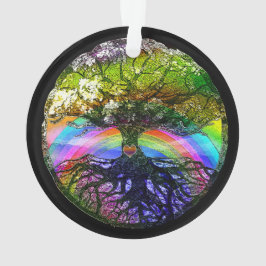 Levensboom met regenbooghart ornament