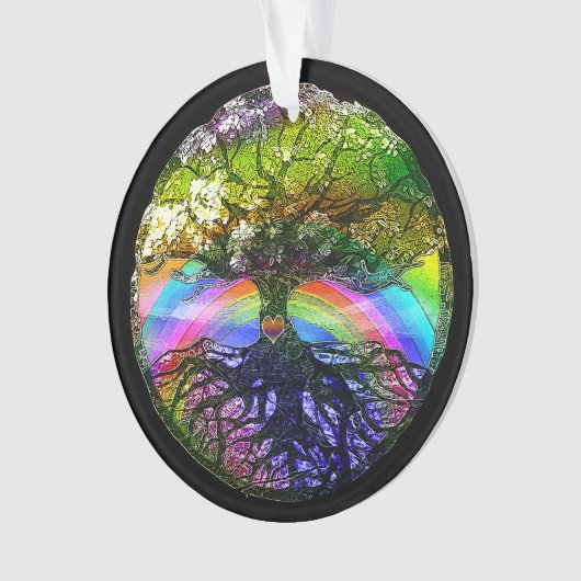 Levensboom met regenbooghart ornament (voorkant)