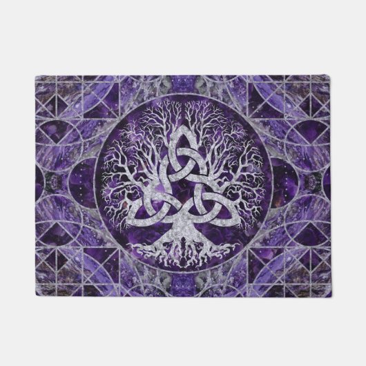 Levensboom met Triquetra Amethyst en zilver Deurmat (Voorkant)