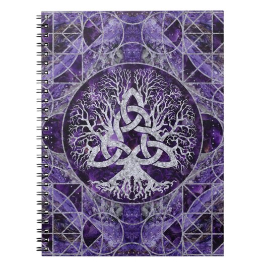 Levensboom met Triquetra Amethyst en zilver Notitieboek (Voorkant)