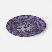 Levensboom met Triquetra Amethyst en zilver Papieren Bordje (Gekanteld)