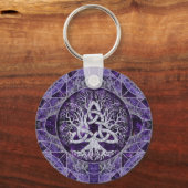 Levensboom met Triquetra Amethyst en zilver Sleutelhanger (Voorkant)