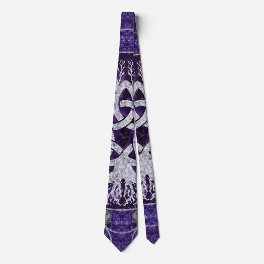 Levensboom met Triquetra Amethyst en zilver Stropdas (Voorkant)