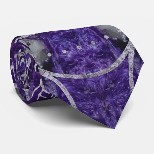 Levensboom met Triquetra Amethyst en zilver Stropdas (Opgerold)