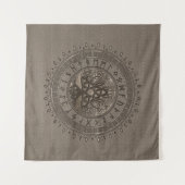 Levensboom met Triquetra Beige Leder en goud Wandkleed (Voorkant (horizontaal))