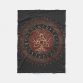 Levensboom met Triquetra Black Red Leather Fleece Deken (Voorkant)