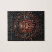 Levensboom met Triquetra Black Red Leather Legpuzzel (Horizontaal)