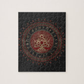 Levensboom met Triquetra Black Red Leather Legpuzzel (Verticaal)