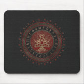 Levensboom met Triquetra Black Red Leather Muismat (Voorkant)