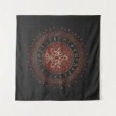 Levensboom met Triquetra Black Red Leather Wandkleed (Voorkant (horizontaal))
