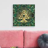 Levensboom met Triquetra Malachite en Gold Canvas Afdruk (Insitu (Woonkamer))