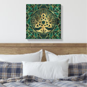 Levensboom met Triquetra Malachite en Gold Canvas Afdruk (Insitu (Slaapkamer))