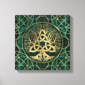 Levensboom met Triquetra Malachite en Gold Canvas Afdruk (Voorkant)