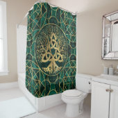 Levensboom met Triquetra Malachite en Gold Douchegordijn (In situ)
