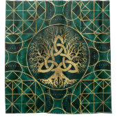 Levensboom met Triquetra Malachite en Gold Douchegordijn (Voorkant)