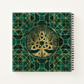 Levensboom met Triquetra Malachite en Gold Notitieboek (Achterkant)