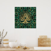 Levensboom met Triquetra Malachite en Gold Poster (Keuken)