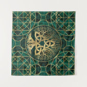 Levensboom met Triquetra Malachite en Gold Wandkleed (Voorkant (horizontaal))