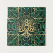 Levensboom met Triquetra Malachite en Gold Wandkleed (Voorkant)