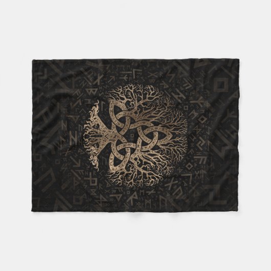 Levensboom met Triquetra op het Futhark-patroon Fleece Deken (Voorkant (Horizontaal))